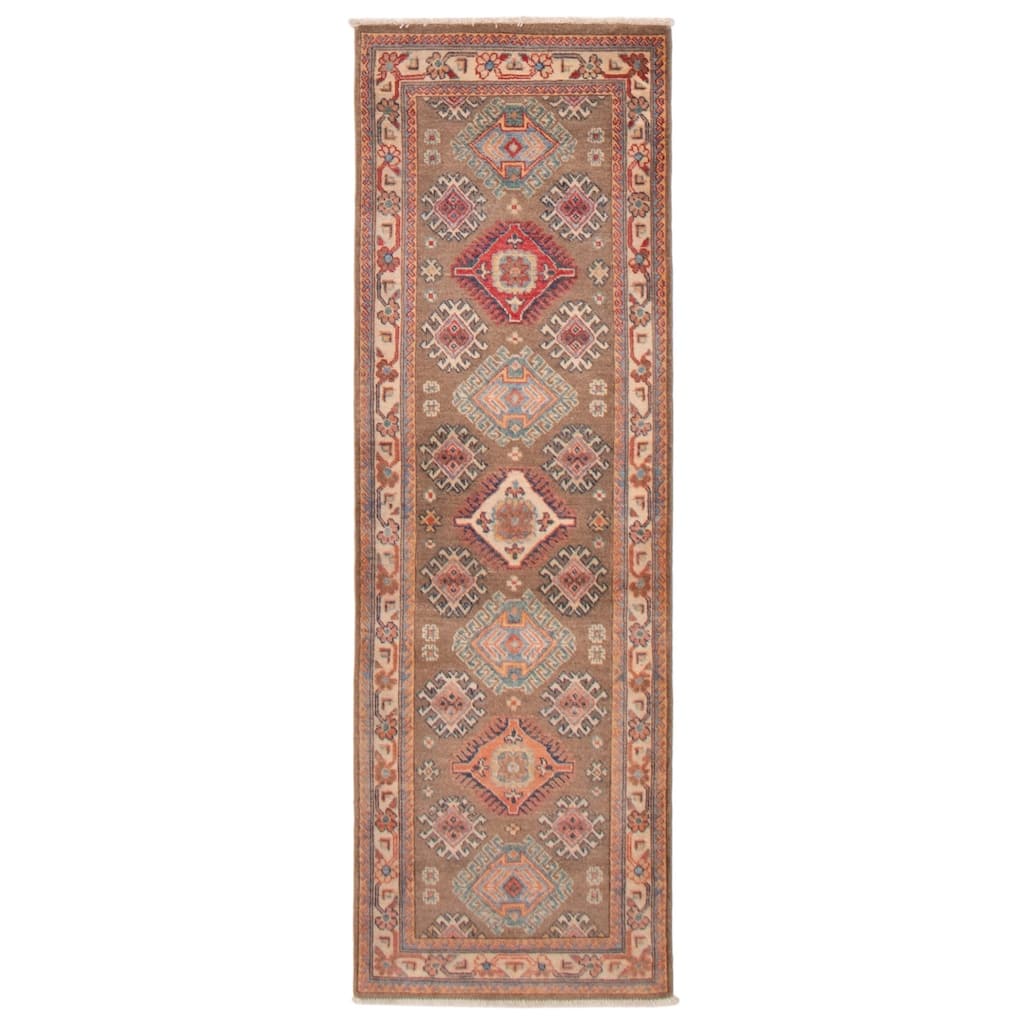 ECARPETGALLERY Hand-knotted Uzbek Ghazni Brown Wool Rug - 2'5 x 7'5