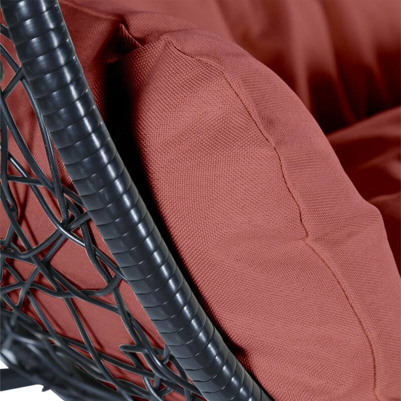 2-Person Outdoor Hanging Egg Chair with Teardrop Frame, Weather-Resistant Cotton Cushioned Seat for Patio and Indoor Use