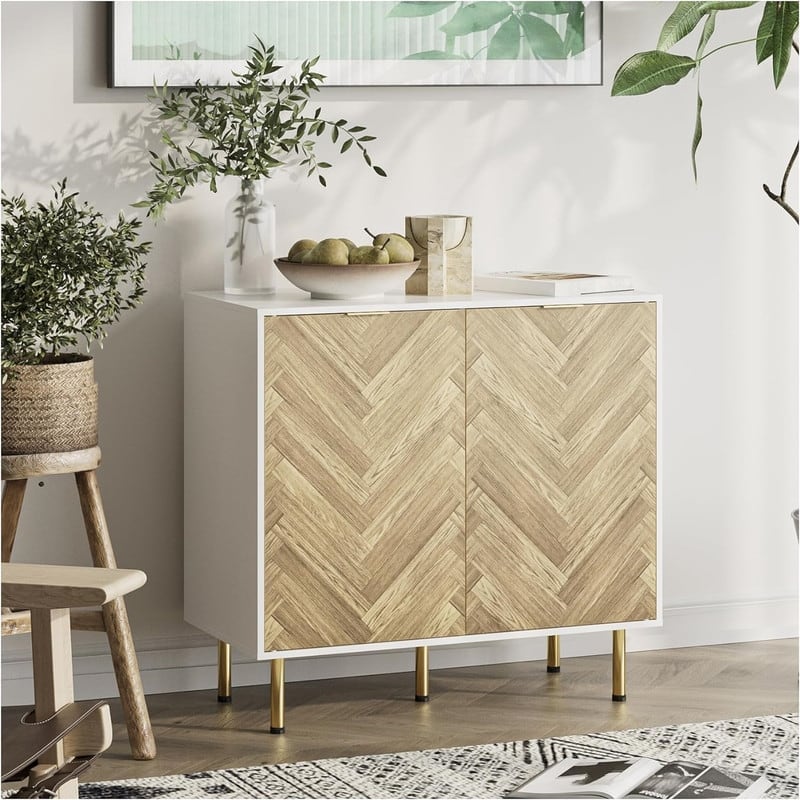 Sideboard Cabinet with Two Doors and Adjusting Feets for Living Room - 31.2"D x 29.1"W x 15.6"H