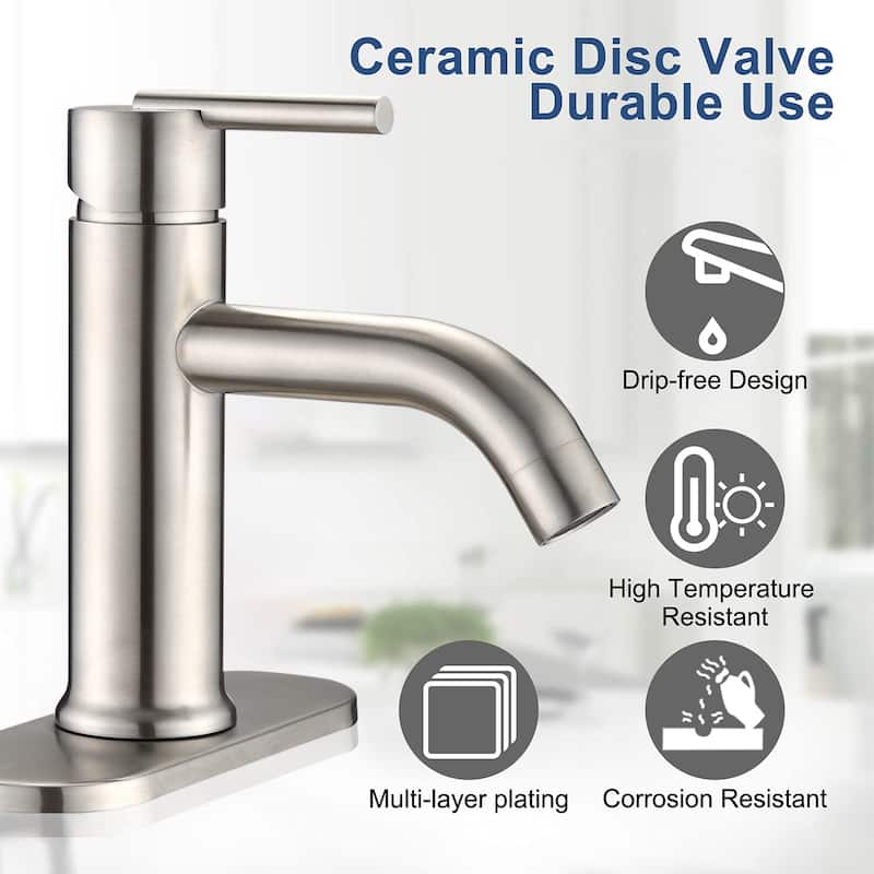 PROOX Single Lever Handle Bathroom Single Hole Basin Stainless Steel Faucet