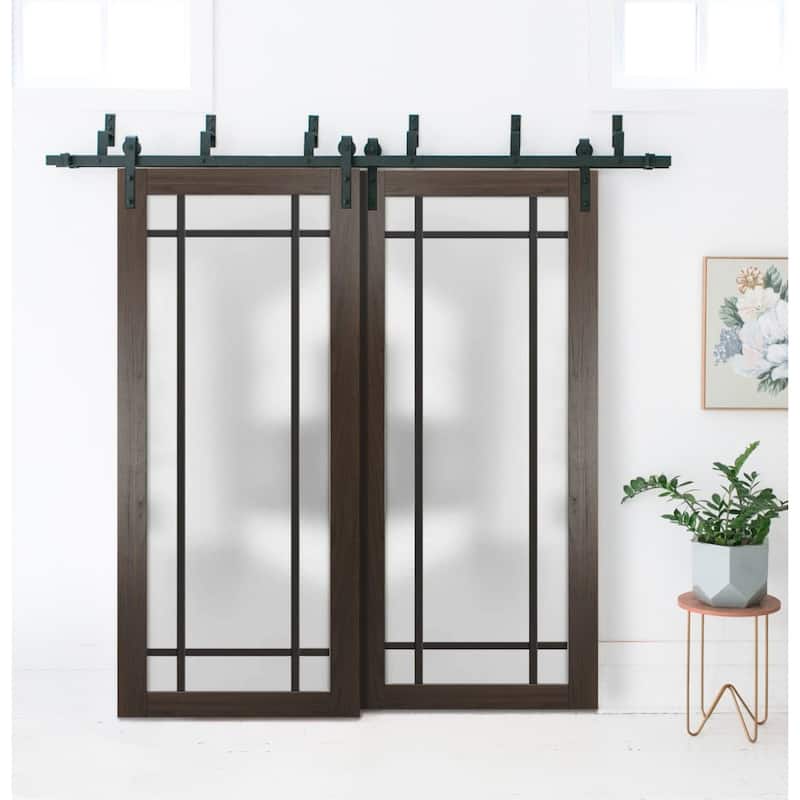Barn Bypass Doors 48 x 80 Planum 2112 Chocolate Ash Sturdy 6.6ft