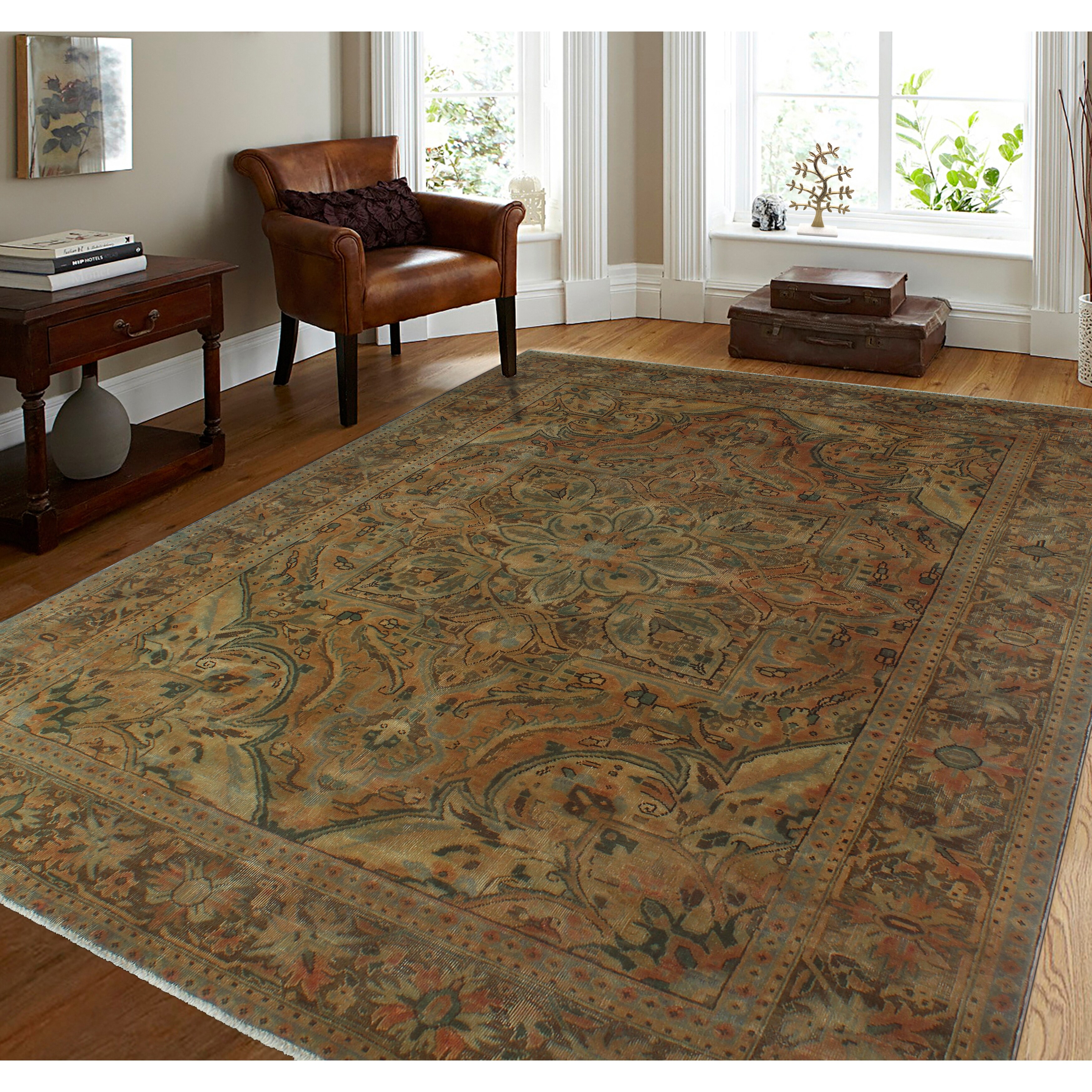 Noori Rug Vintage Heriz Jacky Beige/Orange Rug 7'4 x 9'10 Noori Rug Vintage Heriz Jacky Beige/Orange Rug 7'4 x 9'10