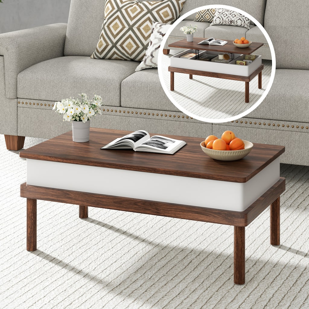 Wood Lift-Top Coffee Table with Hidden Storage