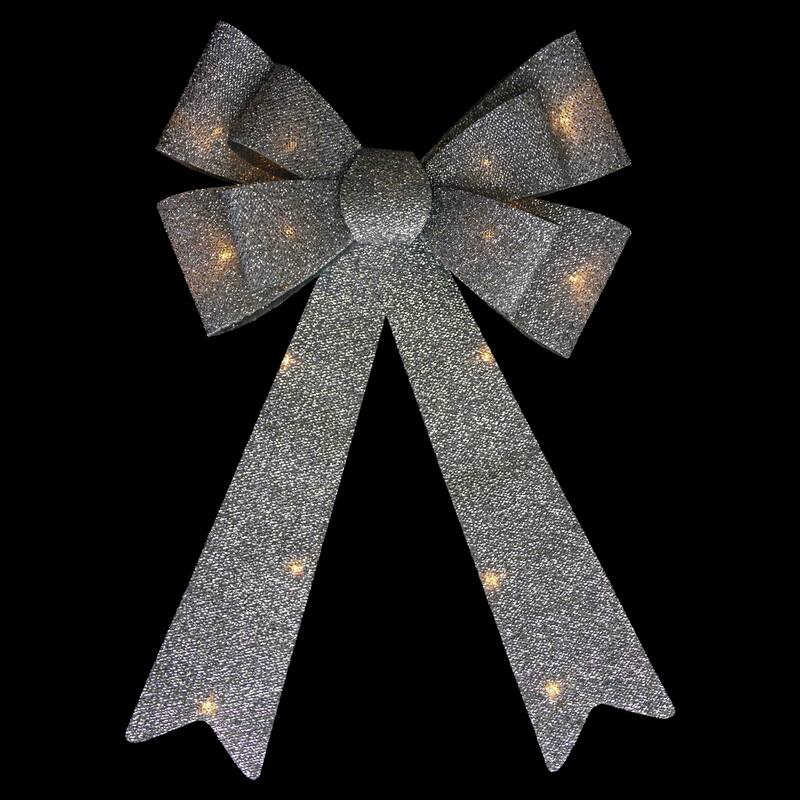 24" LED Lighted Tinsel Bow Christmas Decoration