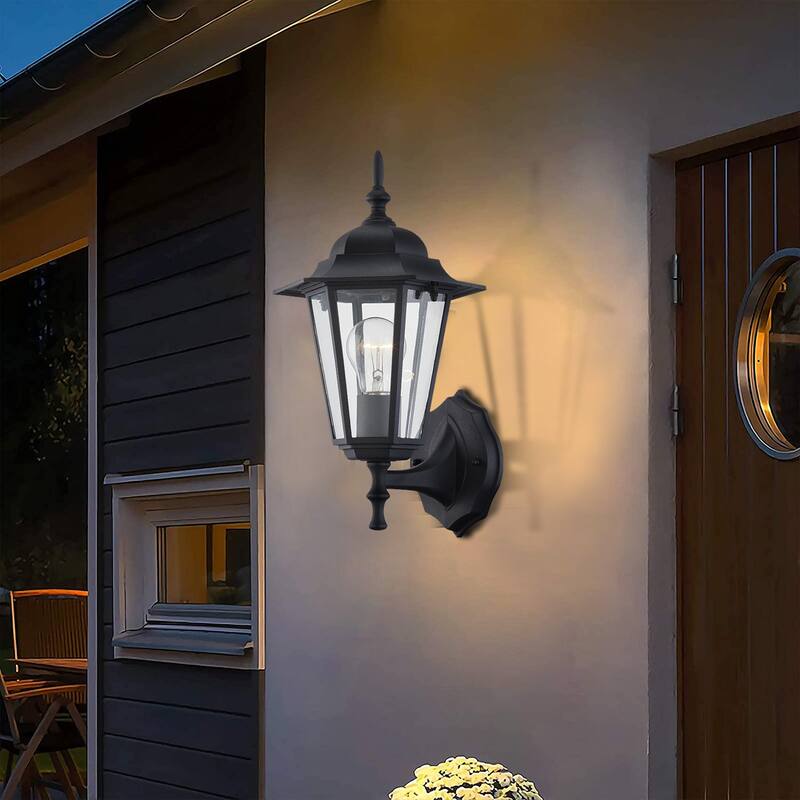 14.38"H Matte Black Outdoor Wall Lantern Sconce