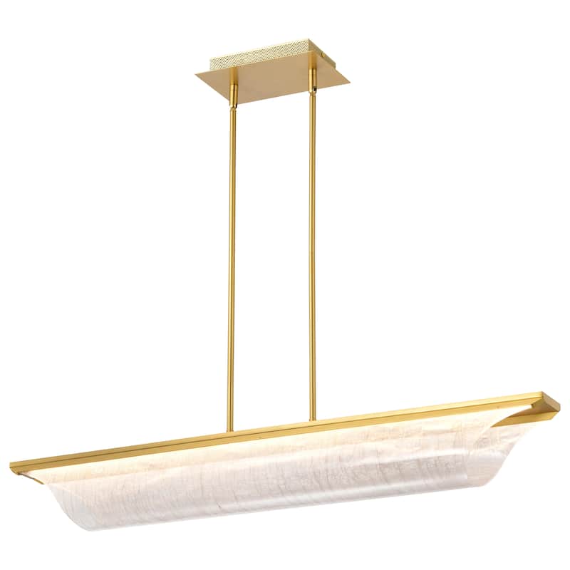 Idris LED Island Pendant Vintage Brass Finish Light Guide Panels - Vintage Brass