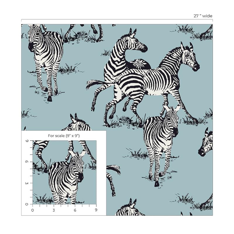 Harry & Grace Playful Zebras Peel and Stick Wallpaper