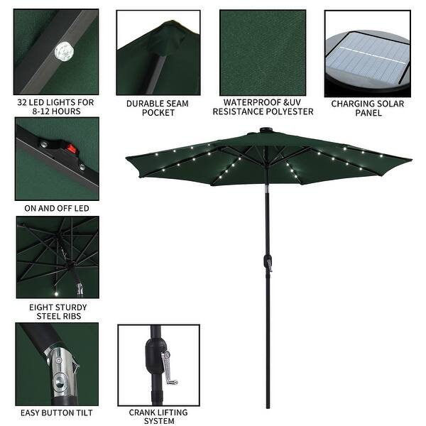 Shop Black Friday Deals On Outdoor 9 Ft Patio Umbrella Sun Shade Offset With Solar Led Light Tilt And Crank On Sale Overstock 31600299