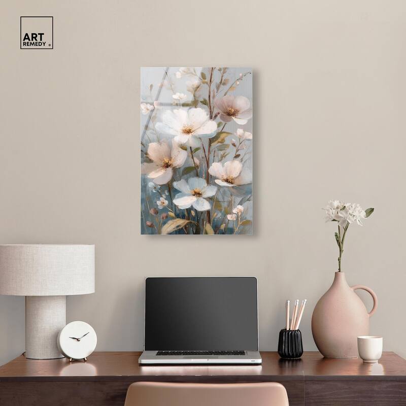 Vintage White Meadow Acrylic by Art Remedy, Ready to Hang
