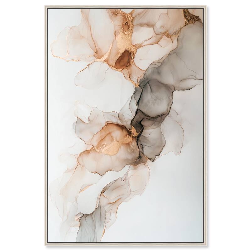 Smoky Gold Drift Canvas by Art Remedy - 36" x 54" - Silver