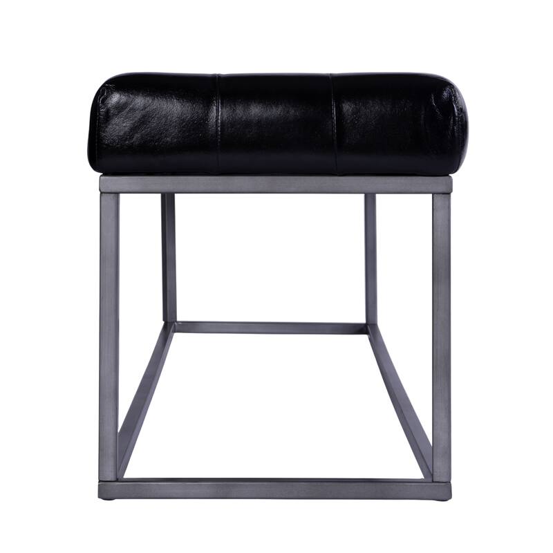 Knox 54 in. W Rectangular Leather and Iron Accent Bench