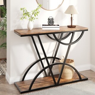 43 Inch Console Table For Entryway Industrial With Storage Shelf - Bed ...