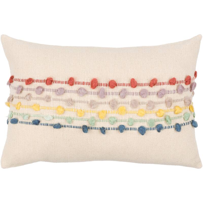 Eloisa Whimsical Textured Throw Pillow - 16"H x 24"W - Polyester - Rainbow