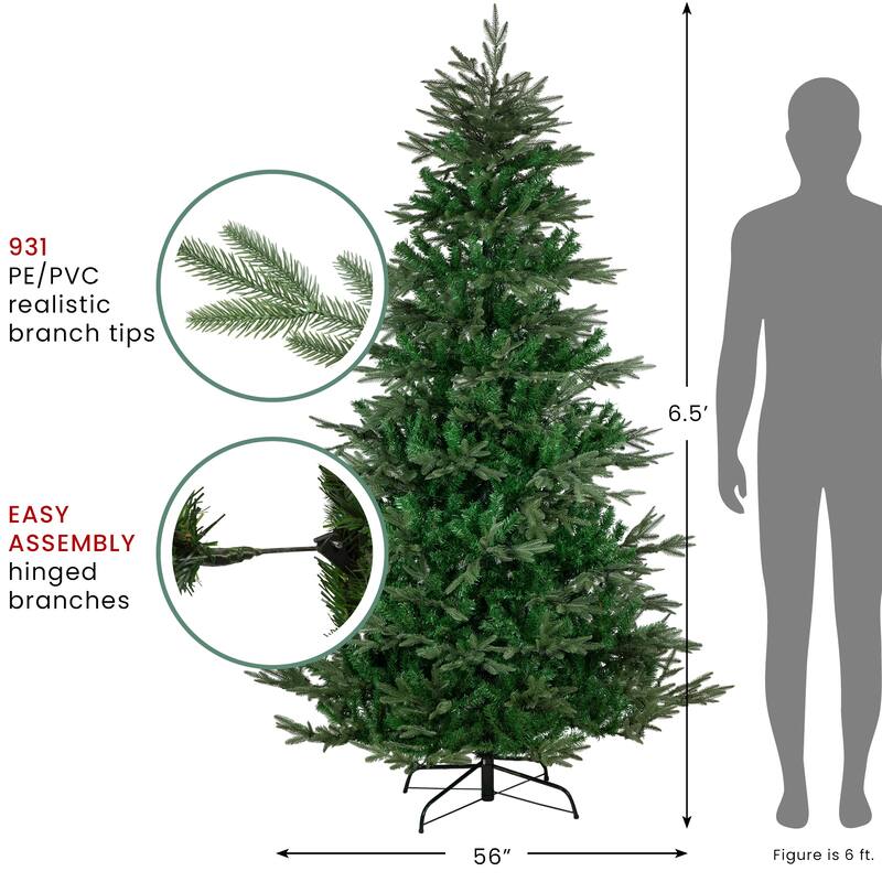 real touch™️ full hudson fir artificial christmas tree unlit 6.5' - 6.5 Foot