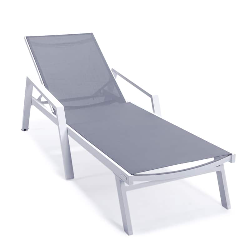 Marlin Rust-Resistant Aluminum Chaise Lounge - Adjustable 4-Position Outdoor Tanning Chair with Armrests - Dark Grey