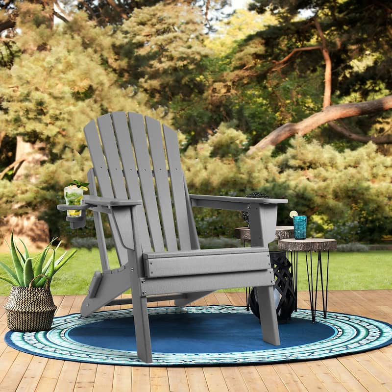 Vrakae Folding Adirondack Chair with Cup Holder