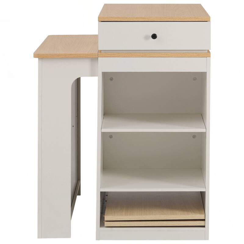 Kitchen Storage Table with Double-sided Storage, Kitchen Island with 2 Drawers