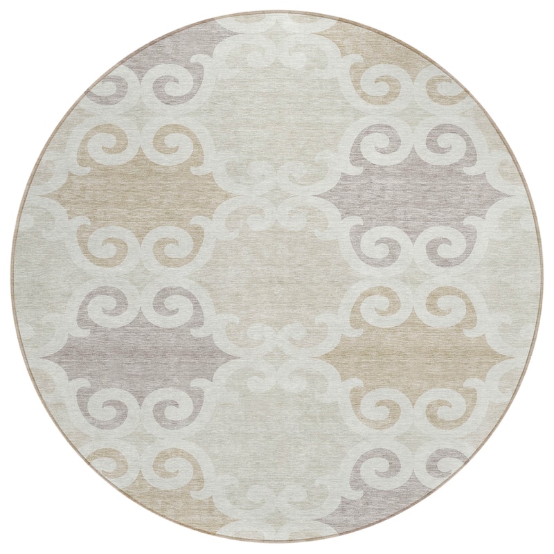 Machine Washable Indoor/ Outdoor Chantille Traditional Scroll Rug