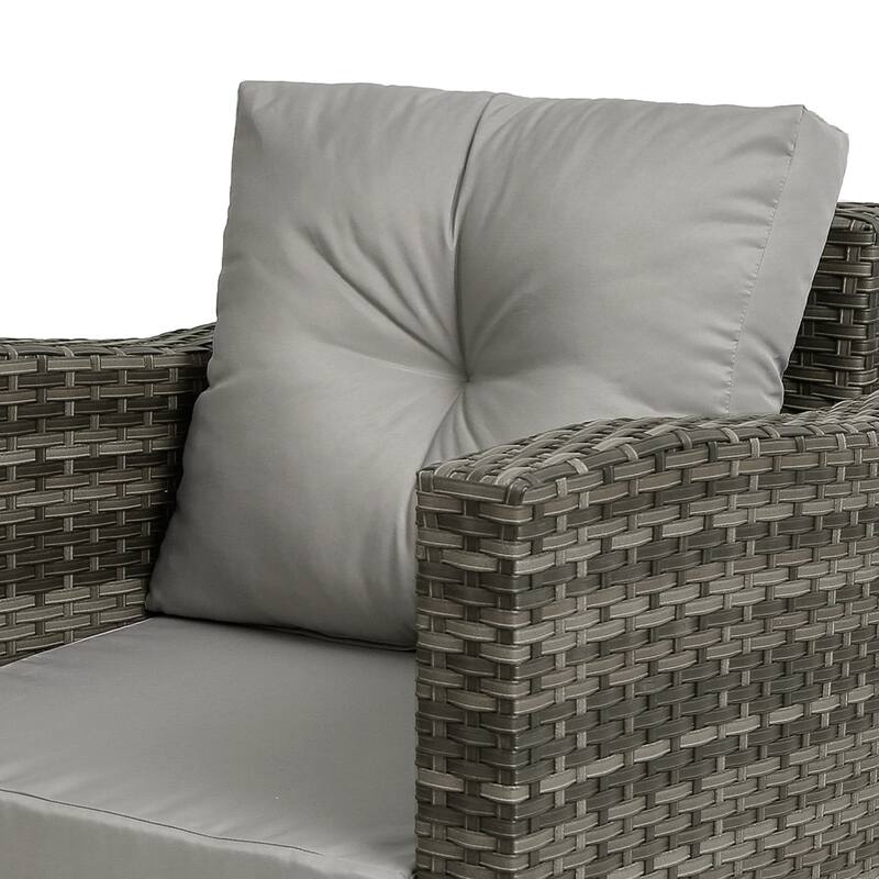 Outdoor Rattan Conversation Swivel Chair Set of 3 with Table