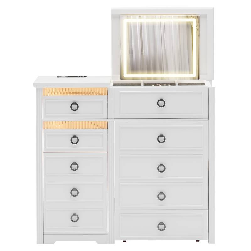 Makeup Vanity With Led Light and Hidden Storage