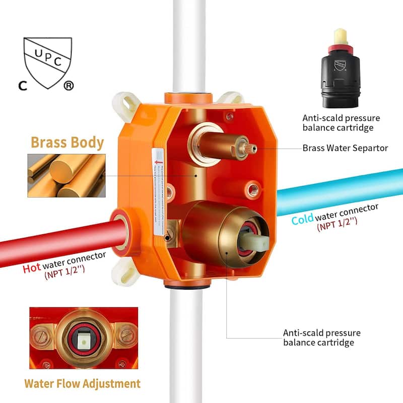 Shower Faucet With Valve Complete Shower System Set Bathroom 10 Inches Rainfall Shower Head With Handheld Sower
