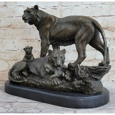Hot Cast Bronze Tiger Family Statue Sculpture Decor Wildlife Art