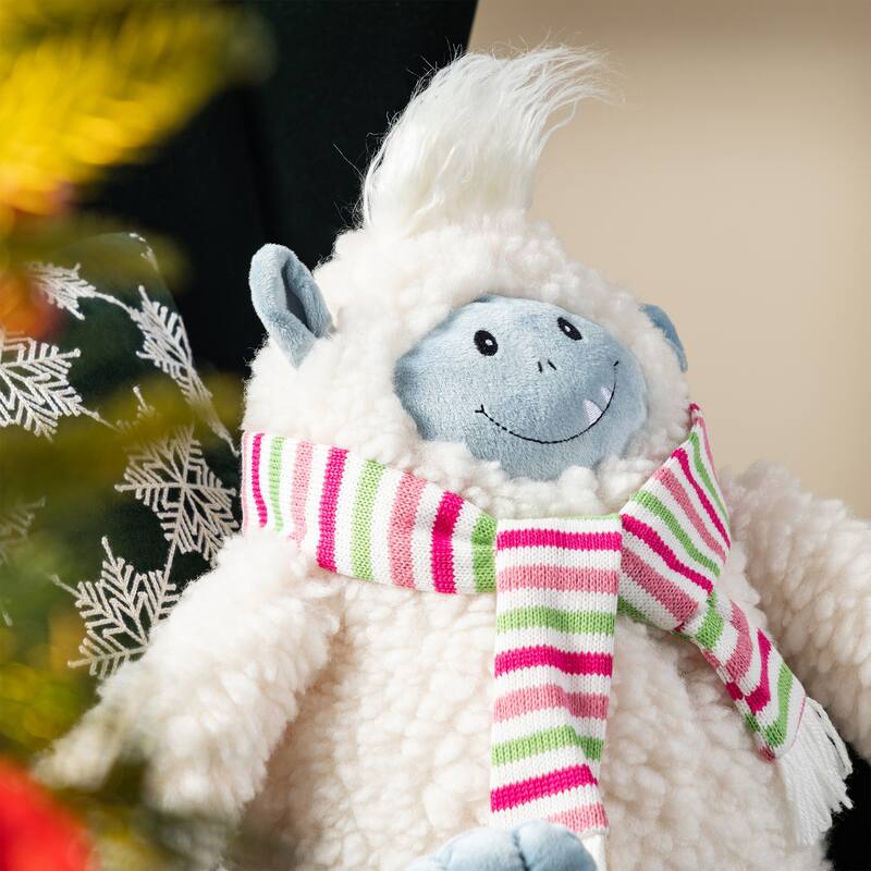 Glitzhome Fabric Christmas Yeti Snowman Highland Cow Shelf Sitters or Standing Figurines Decor