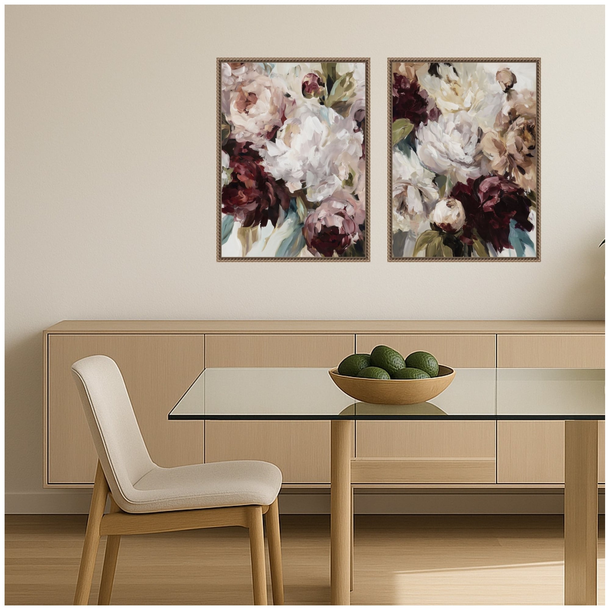 Kate and Laurel Winter Peonies 2 Piece Framed Canvas Wall Art Set by Amy Lighthall