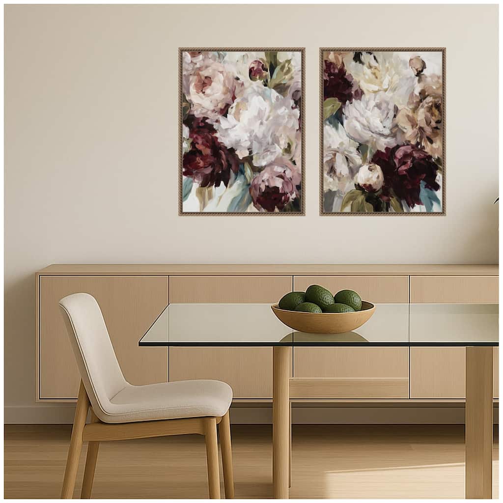 Kate and Laurel Winter Peonies 2 Piece Framed Canvas Wall Art Set by Amy Lighthall