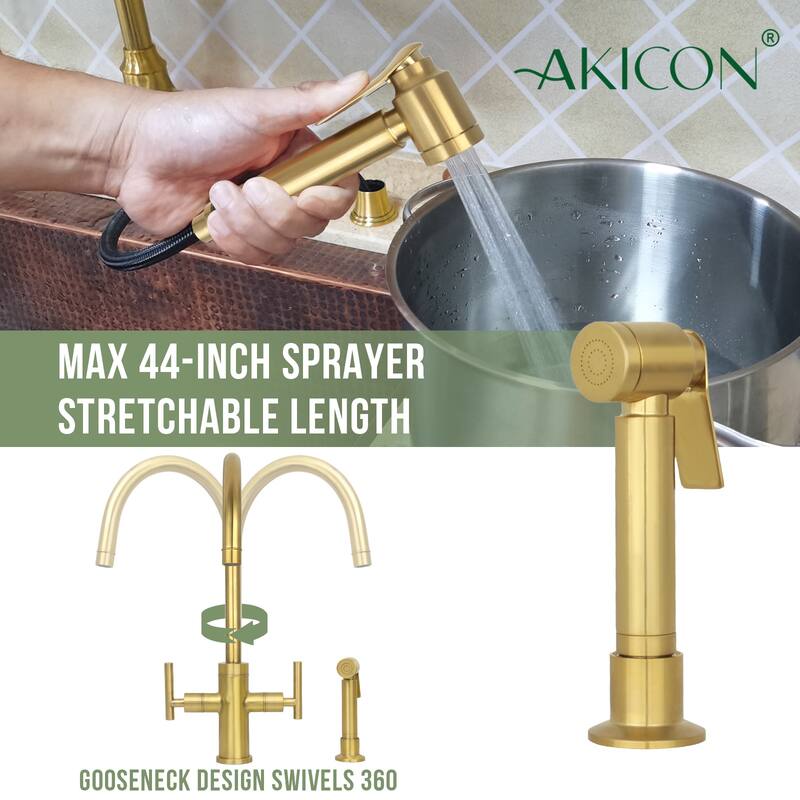 Two-Handles Kitchen Faucet with Side Spray