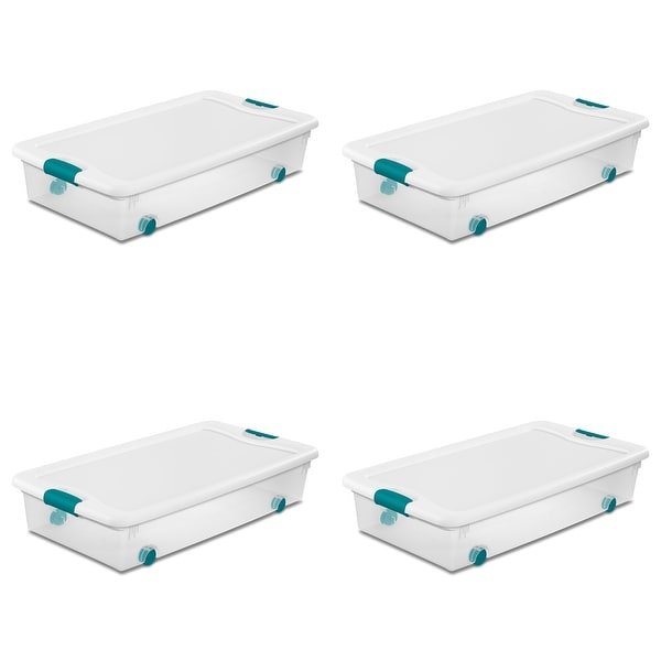 STERILITE 56 Quart Wheeled Latching Boxes, Clear - Case of 4. Opens flyout.