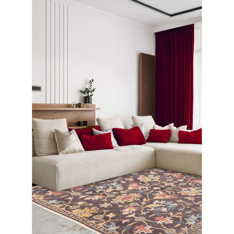 ECARPETGALLERY Hand-knotted Modern Oushak Charcoal Wool Rug - 8'2 x 9'10