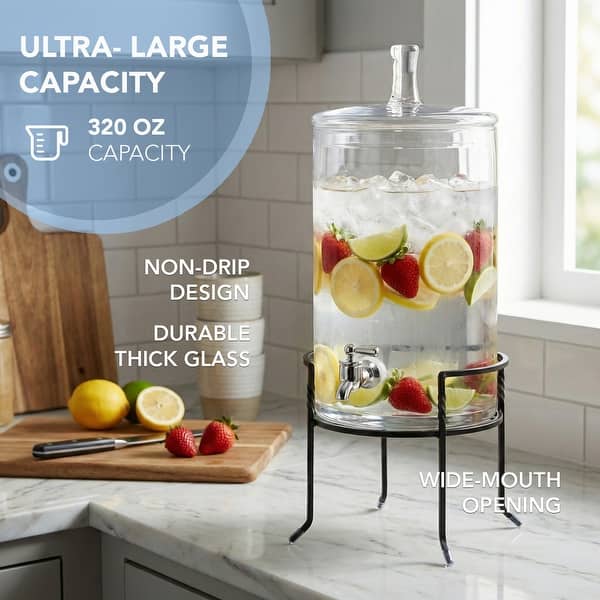 2.5-gallon Glass Beverage Dispenser with Metal Stand - On Sale - Bed Bath &  Beyond - 10704274