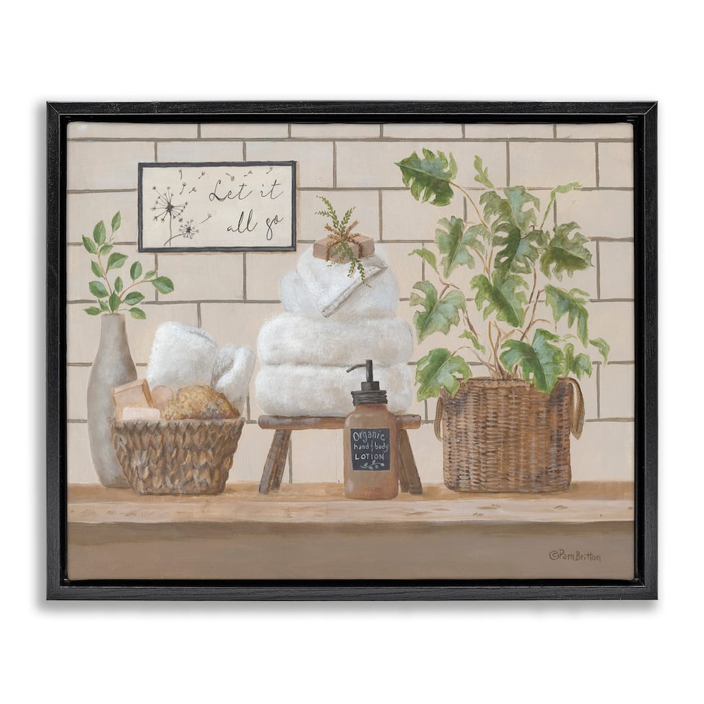 Stupell Comforting Bathroom Spa Still Life Floating Framed Canvas Wall Art, Design by Pam Britton