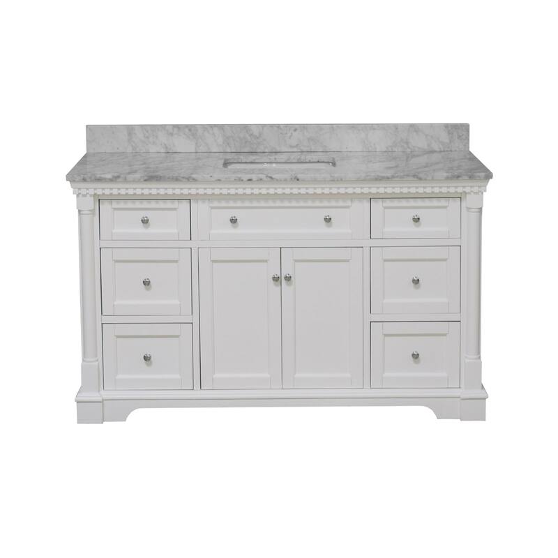 KitchenBathCollection Sydney 60" Single Bathroom Vanity with Carrara Marble Top