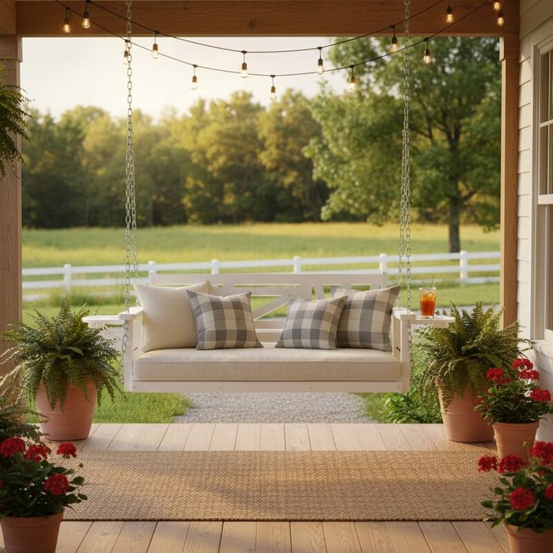 2 or 3-person Wood Porch Swing Heavy Duty with Foldable Tray