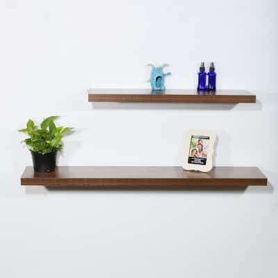 Set of 2 Modern and Contemporary Antique Walnut Floating Shelf - 47.2*9.25*1.5 inches