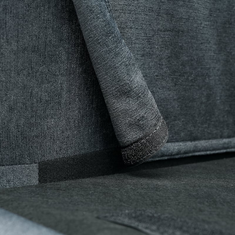 Grey 107.87" 4-Seater Sectional Sofa with Removable Cushions, Movable Ottoman, and Storage Armrest Bag