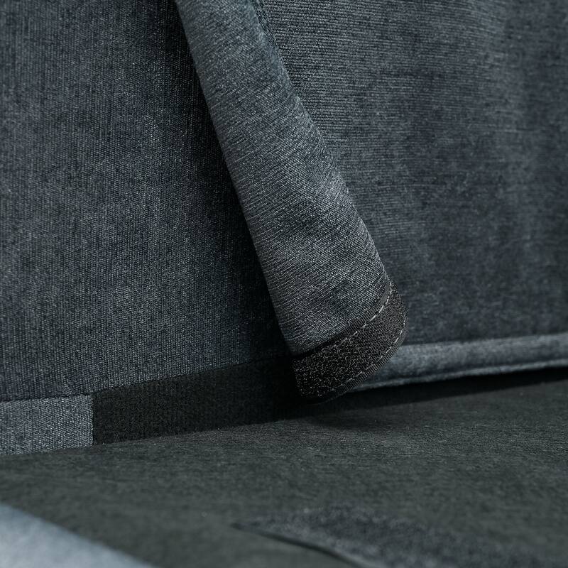 Modern Fabric Sofa with Storage Armrest, Movable Ottoman, and Durable Frame - 3 Seat Couch