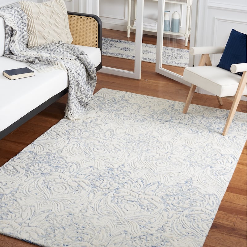 SAFAVIEH Handmade Metro Rakhee French Country Wool Rug - 3' x 5' - Blue/Ivory