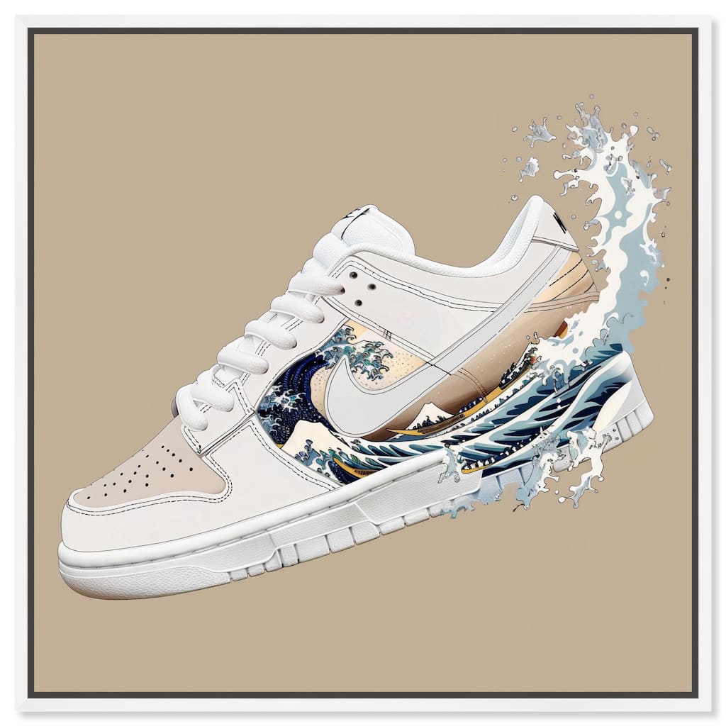 Great Wave Sneaker Splash Canvas by Art Remedy