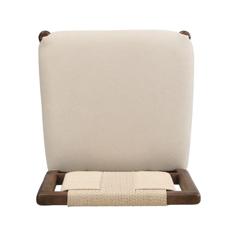 Christopher Knight Home - Modern Upholstered Dining Chairs with Woven Rope Backrest and Rubber Wood Frame (Set of 2)