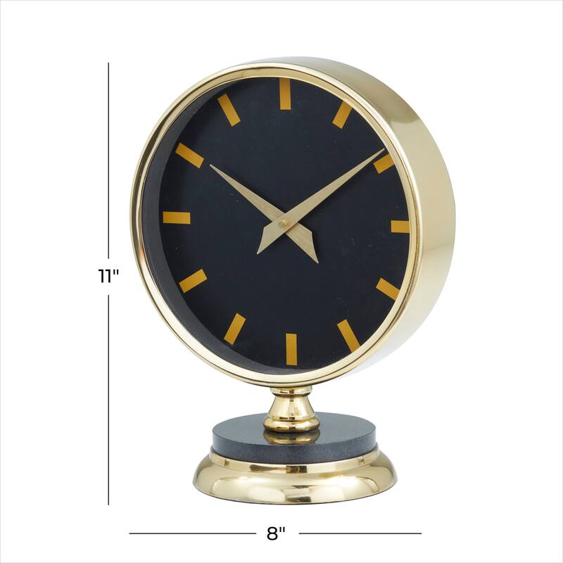 Gold Stainless Steel Metal Clock with Black Face