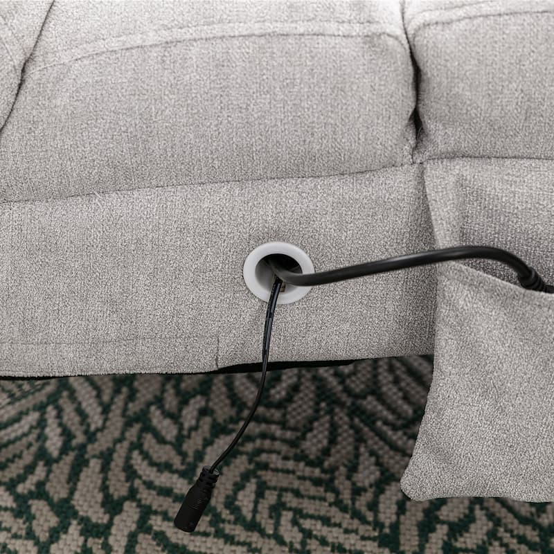 Light Grey 21.65" High Back Upholstered Chaise Lounge Chair with Massage