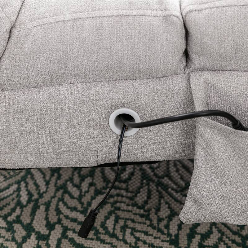 Light Grey Modern 21.65" High Back Upholstered Chaise Lounge Chair with Remote Control and Ergonomic Electric Massage