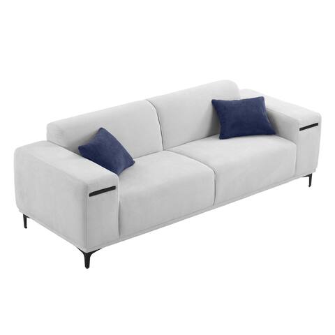 Fabric 3-Seater Sofa with Stretchable Walnut Pad for Living Room