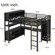 preview thumbnail 44 of 50, All-in-One Metal Loft Bed with L-Shaped Desk & Wardrobe, Bedrooms Bed Frame with Storage Cubes, Shelves, Full-Length Guardrails