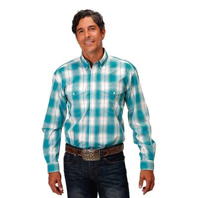 Roper Western Shirt Mens L/S Ombre Turquoise 03-001-0378-4046 BU