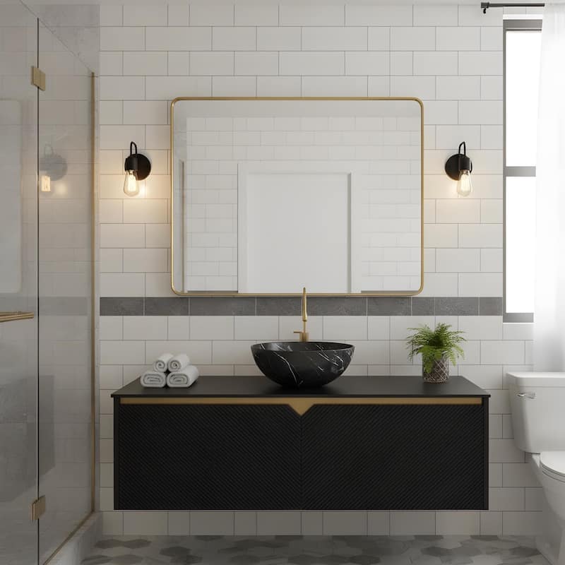 Wall-mounted Bathroom Vanity with Bowl Vessel Basin