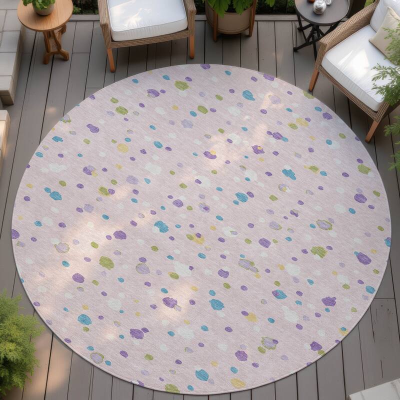 Machine Washable Indoor/ Outdoor Contemporary Sheinelle Chantille Rug - Pink - 8' x 8'